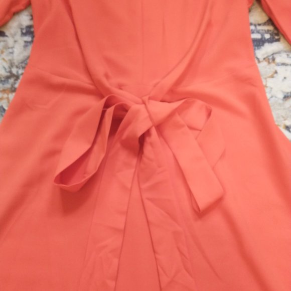 NWT ASOS Bright Orange Tie-Front Midi/Maxi Dress with 3/4 Sleeves - Sz US 2 - Picture 9 of 11